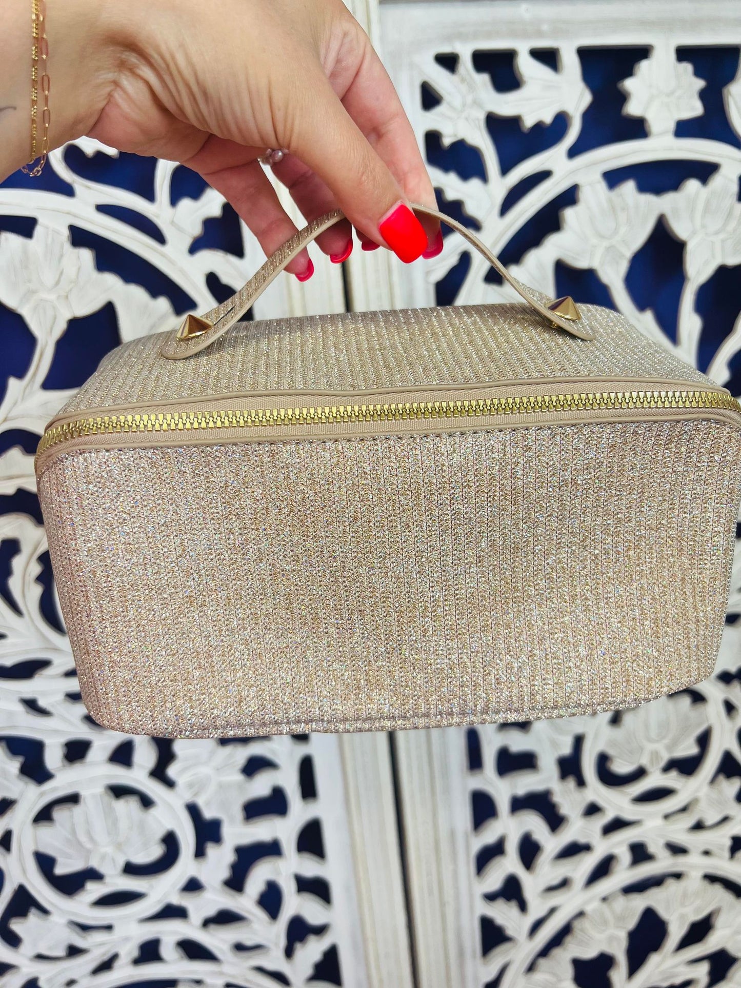 PREORDER: Shimmer Cosmetic Case in Rose Gold
