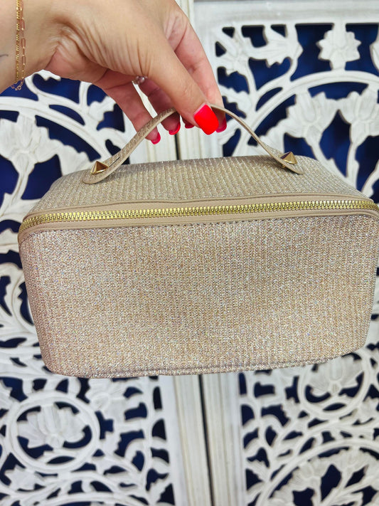 PREORDER: Shimmer Cosmetic Case in Rose Gold