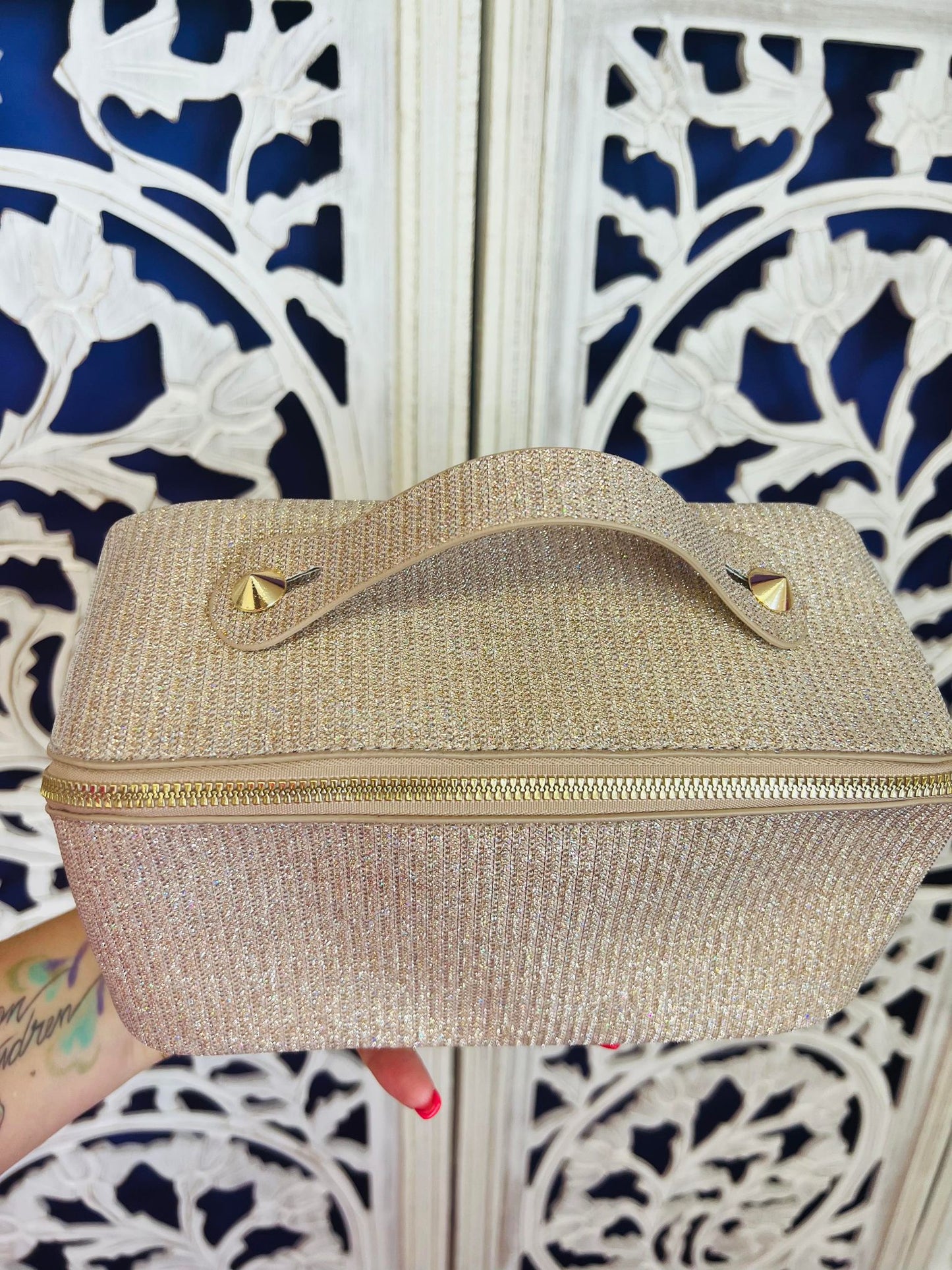 PREORDER: Shimmer Cosmetic Case in Rose Gold