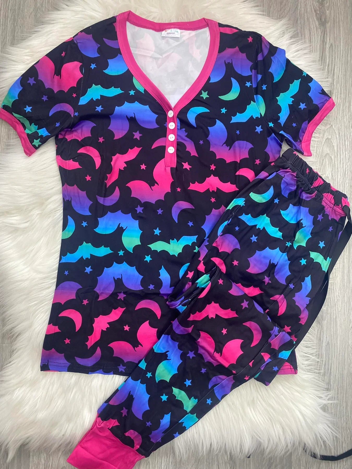 PREORDER: Halloween Short Sleeve Pajama Set In Three Colors (Ships end of Sept.)