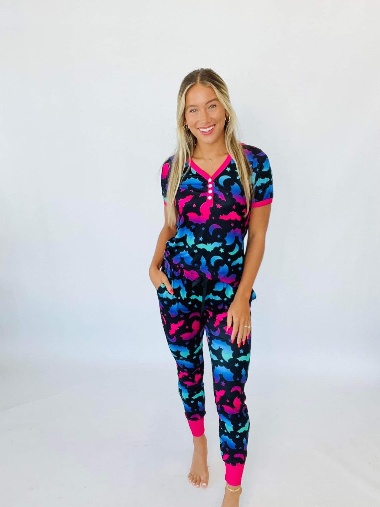 PREORDER: Halloween Short Sleeve Pajama Set In Three Colors (Ships end of Sept.)
