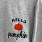 PREORDER: Hello Pumpkin Embroidered Sweatshirt in Ash