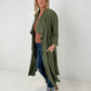 Jade By Jane Draped Front Long Body Jacket