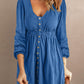 Scoop Neck Button Front Dress - (Black, Green, Gray and Blue)