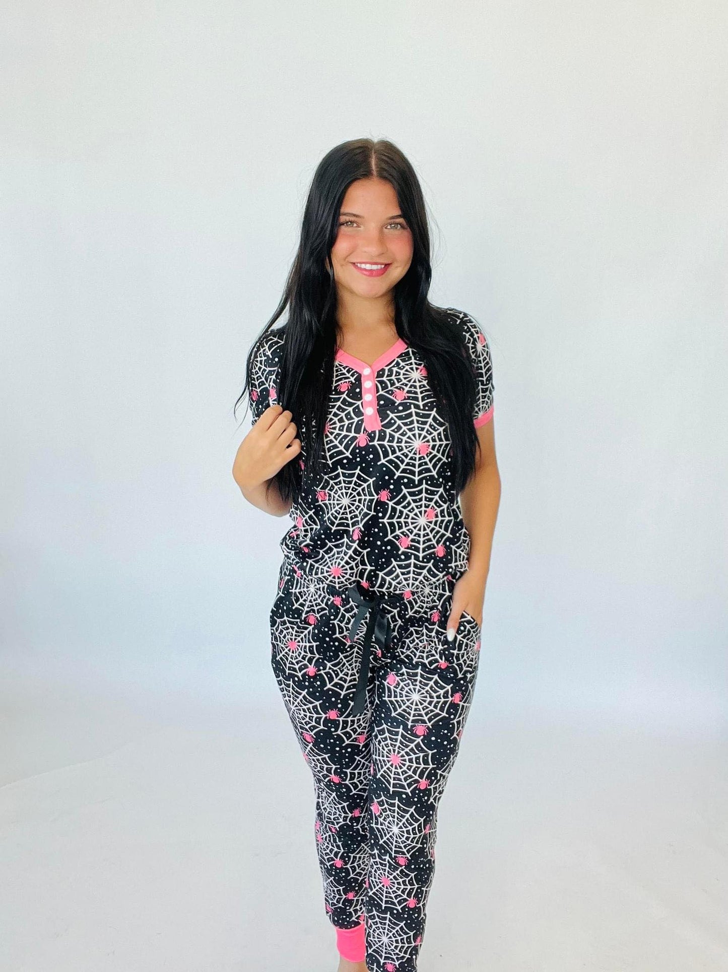 PREORDER: Halloween Short Sleeve Pajama Set In Three Colors (Ships end of Sept.)