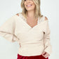 Davi & Dani Lace Strap Batwing Sleeve Drop Shoulder Sweater Top