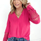 Lace Sleeve V Neck Top