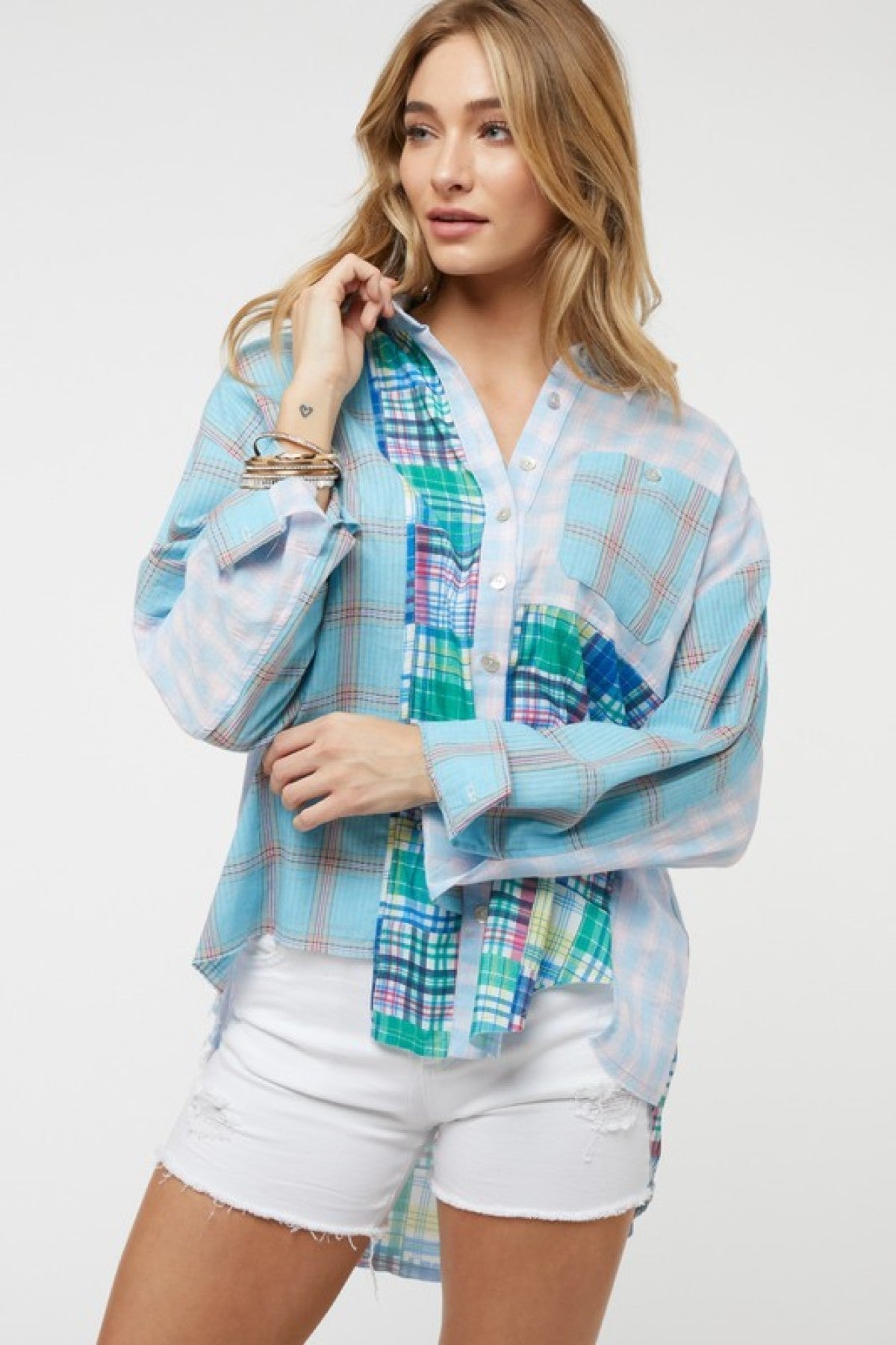 Davi & Dani Pladi Button Down Long Sleeve Shirt