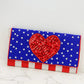 PREORDER: USA Heart Sequin Crossbody Chain Clutch