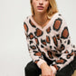 V Neck Animal Print Pull Over Sweater
