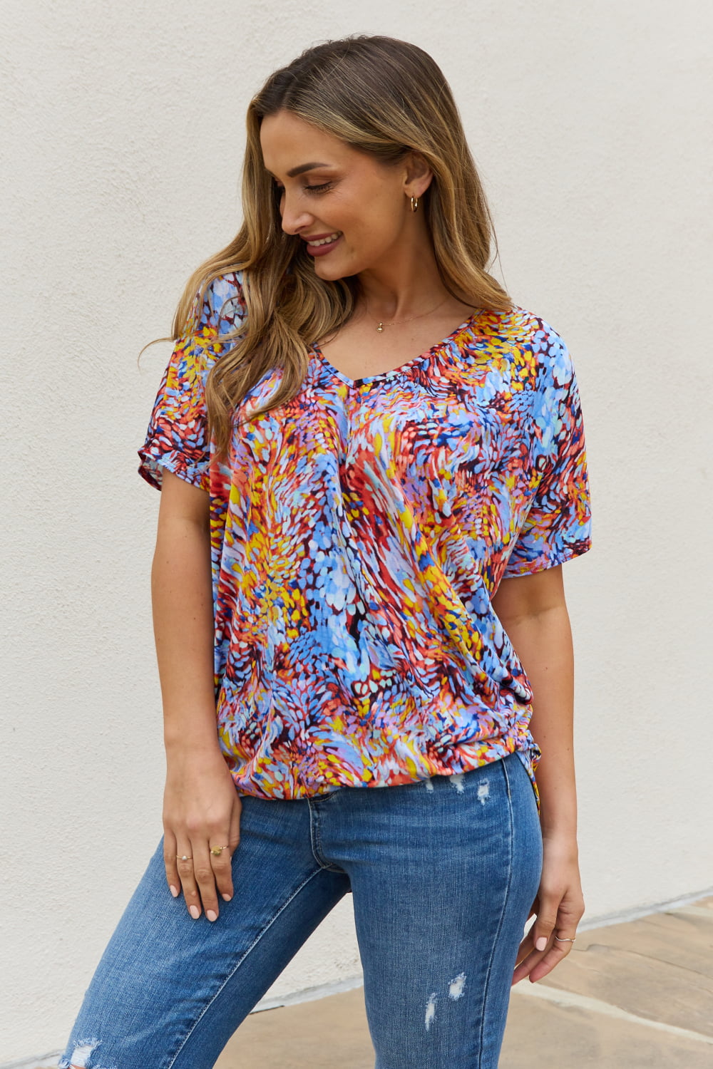 Multicolored Dolman Flowy Top