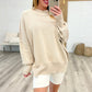Margot Side Slit Oversized Sweater in Sand Beige