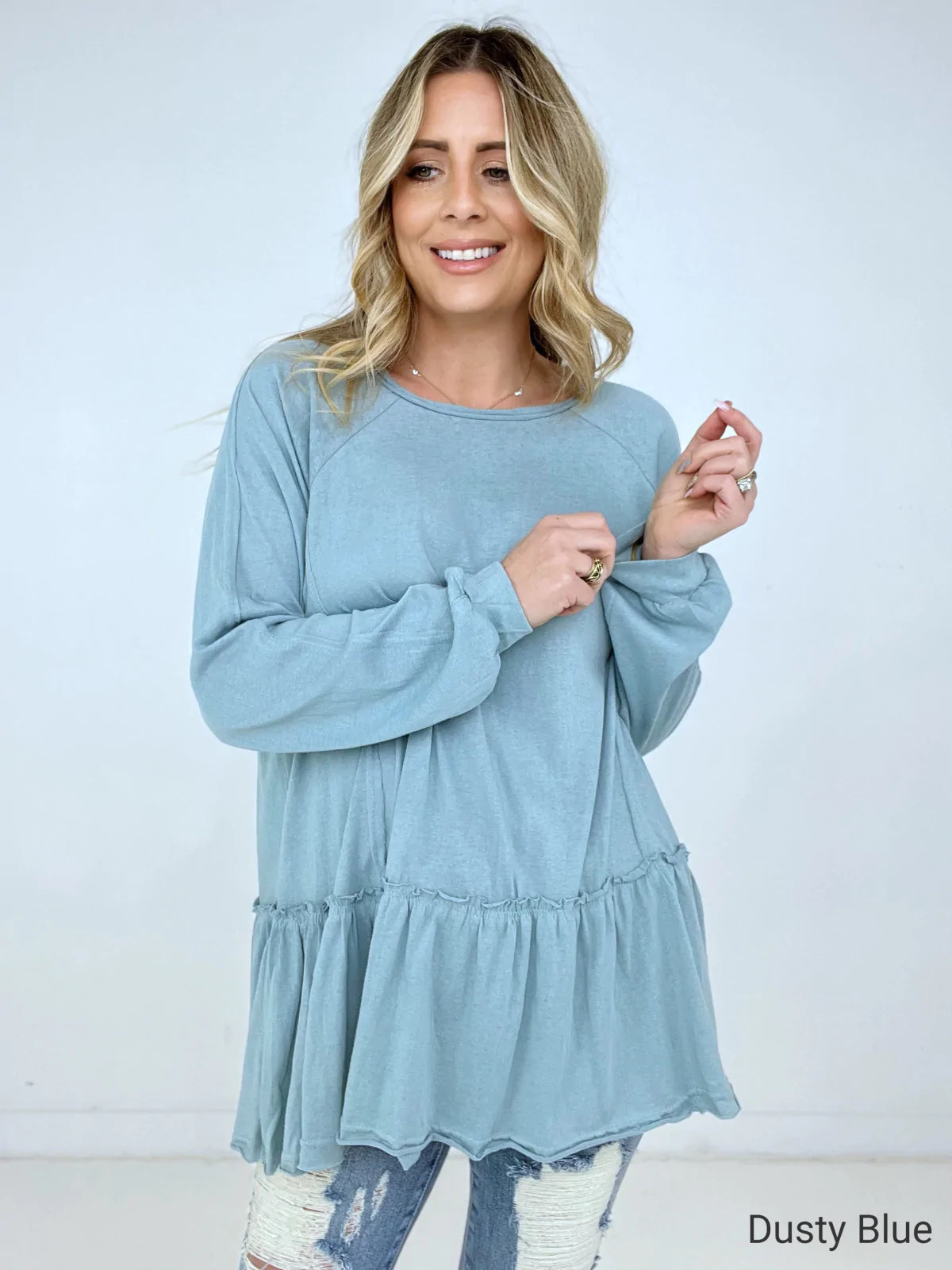 Solid Cotton Jersey Tunic Top