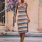 Striped Tie Shoulder Split Cover Up Dress