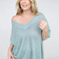 Oversized V-Neck Sheer Knit Top