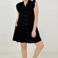 Button Down Mini Dress with Ruffle Sleeves