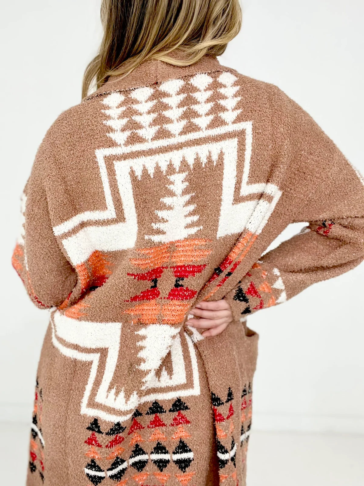 Knitted Jacquard Cardigan with Pockets