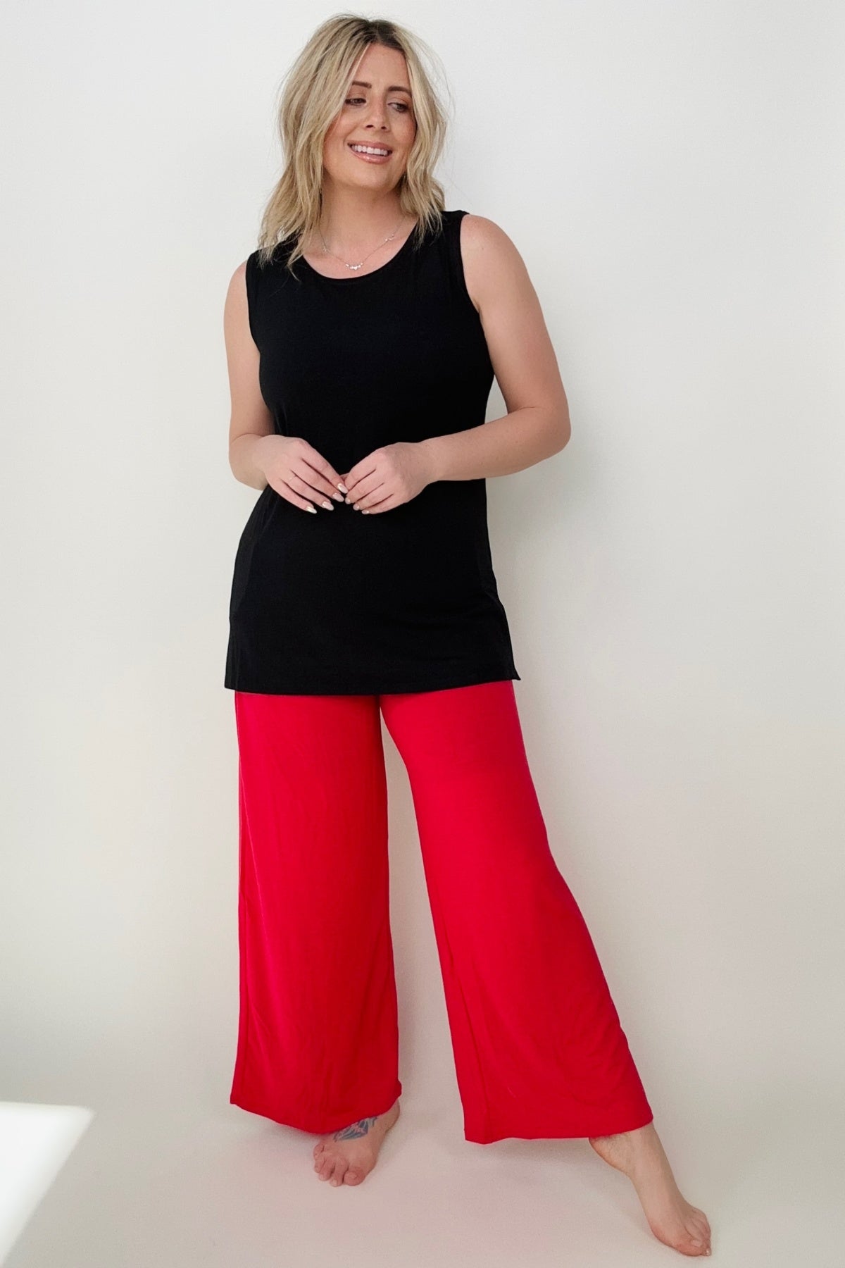 Smocked Waistband Wide Leg Pants - 2 colors
