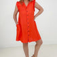 Button Down Mini Dress with Ruffle Sleeves