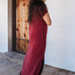 Rae Mode V Neck Basic Side Slit Maxi Dress with Pocket
