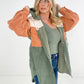 Davi & Dani Contrasting 2-in-1 Layered Look Buttoned Down Jacket