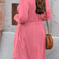 Plus Size Button Front Long Sleeve Dress - (Gray, Pink, Black and Green)