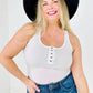 Racerback Ribbed Button Closure Tank Top