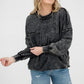 Acid Wash Raw Edge Front Pocket Pullover