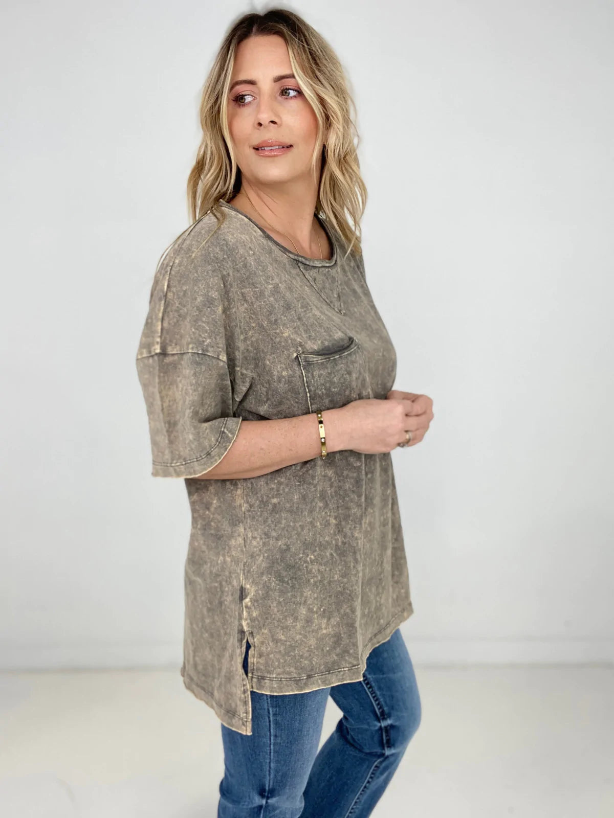 Acid Wash Boyfriend Top