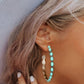 Retro Turquoise C-Shaped Hoop Earrings