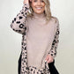 Khaki Leopard Mock Neck Dolman Sweater