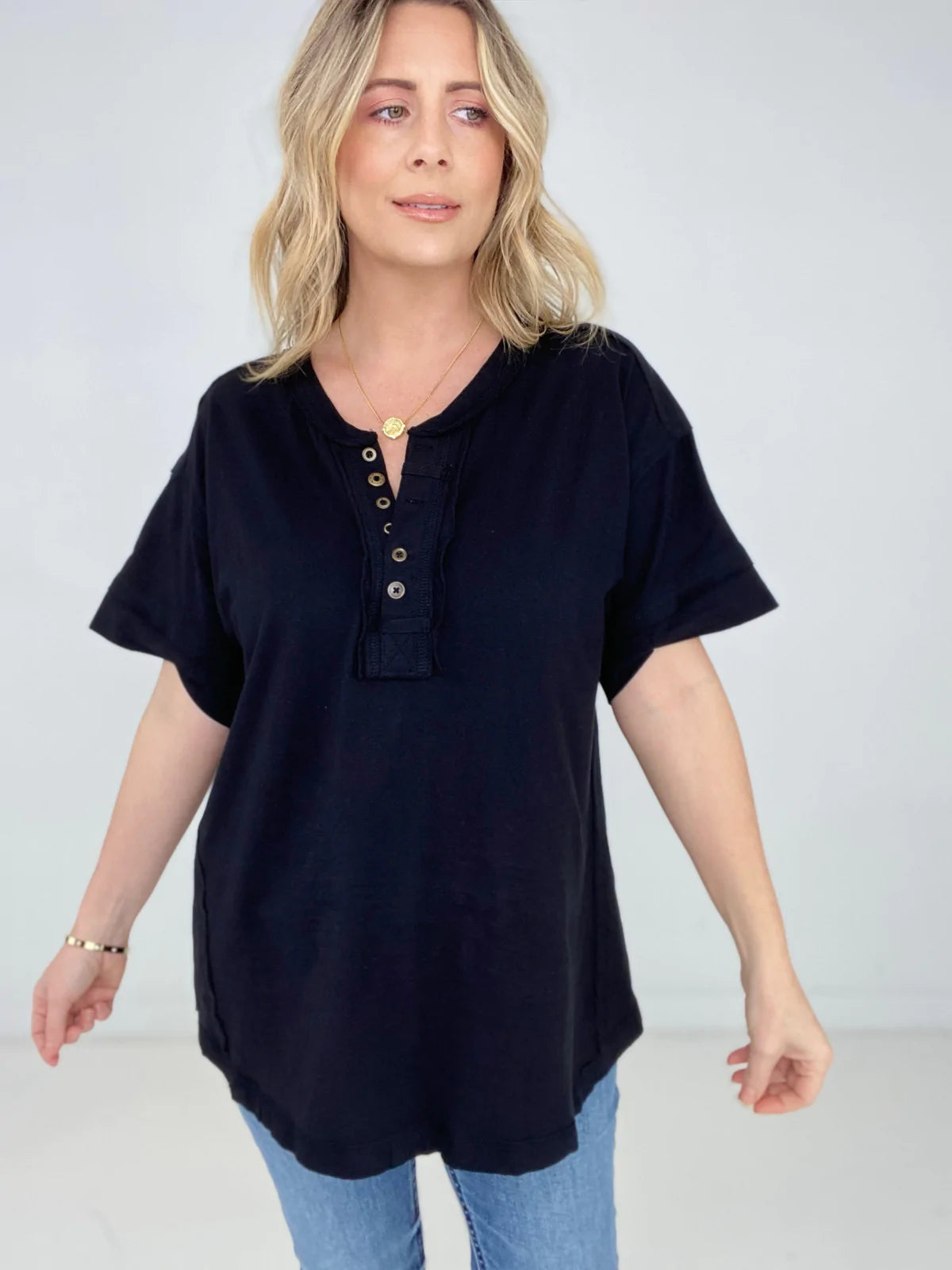 Raw Edge Short Sleeve Top