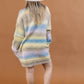 Color Block Strip Round Neck Loose Sweater Tunic
