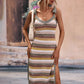 Striped Tie Shoulder Split Cover Up Dress