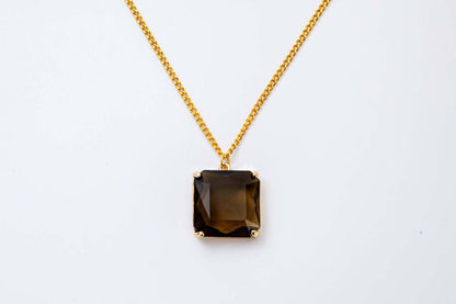 Melania Clara Square Crystal Pendant Necklace