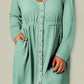 Plus Size Button Front Long Sleeve Dress - (Gray, Pink, Black and Green)