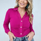 Zenana 'Ruched Romance" Long Sleeve Button Down Top with Ruched Bodice