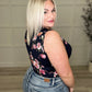 Sleeveless Floral V-Neck Bodysuit in Navy