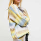 Color Block Strip Round Neck Loose Sweater Tunic