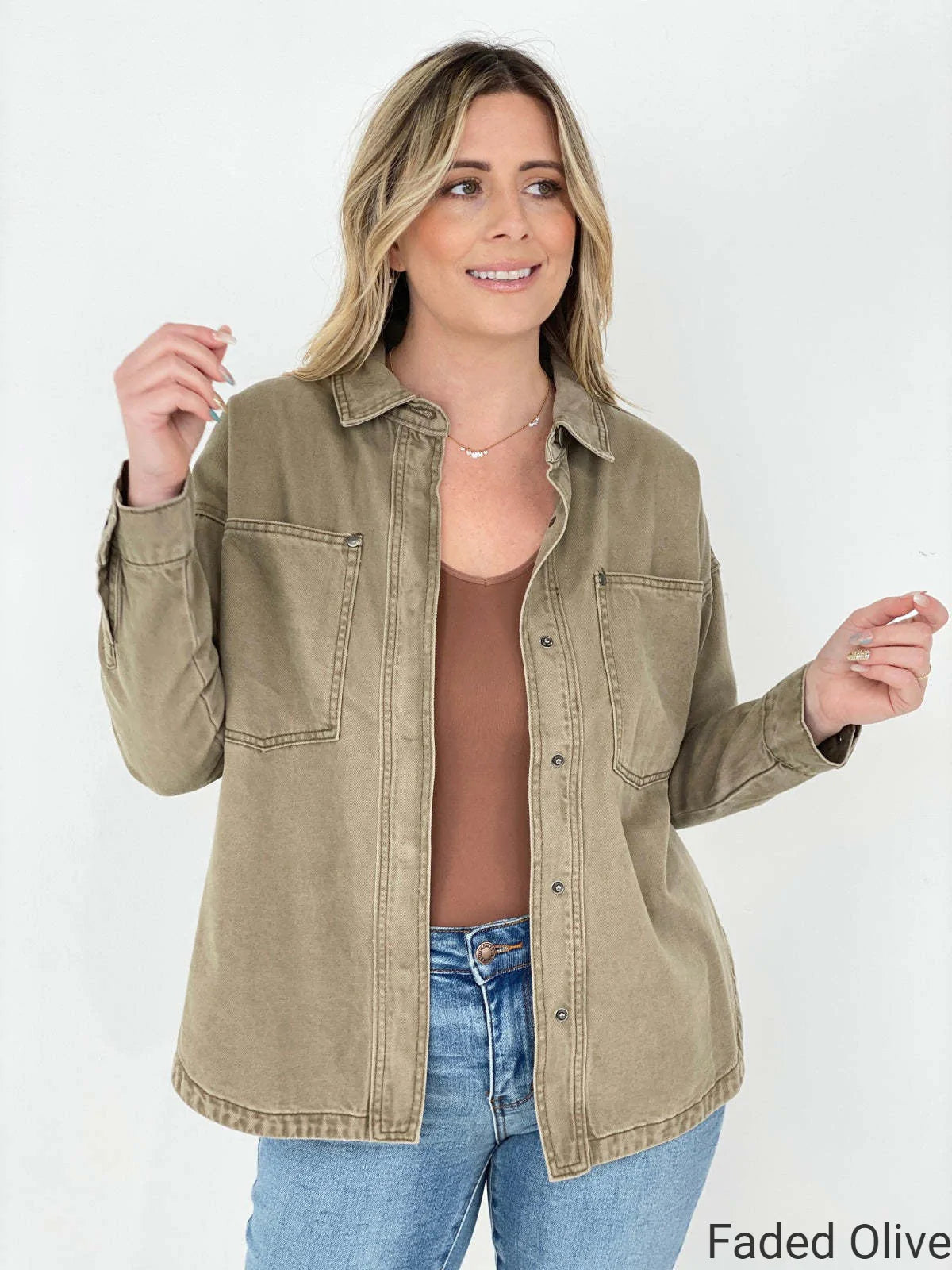 Solid Cotton Twill Shacket