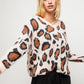 V Neck Animal Print Pull Over Sweater