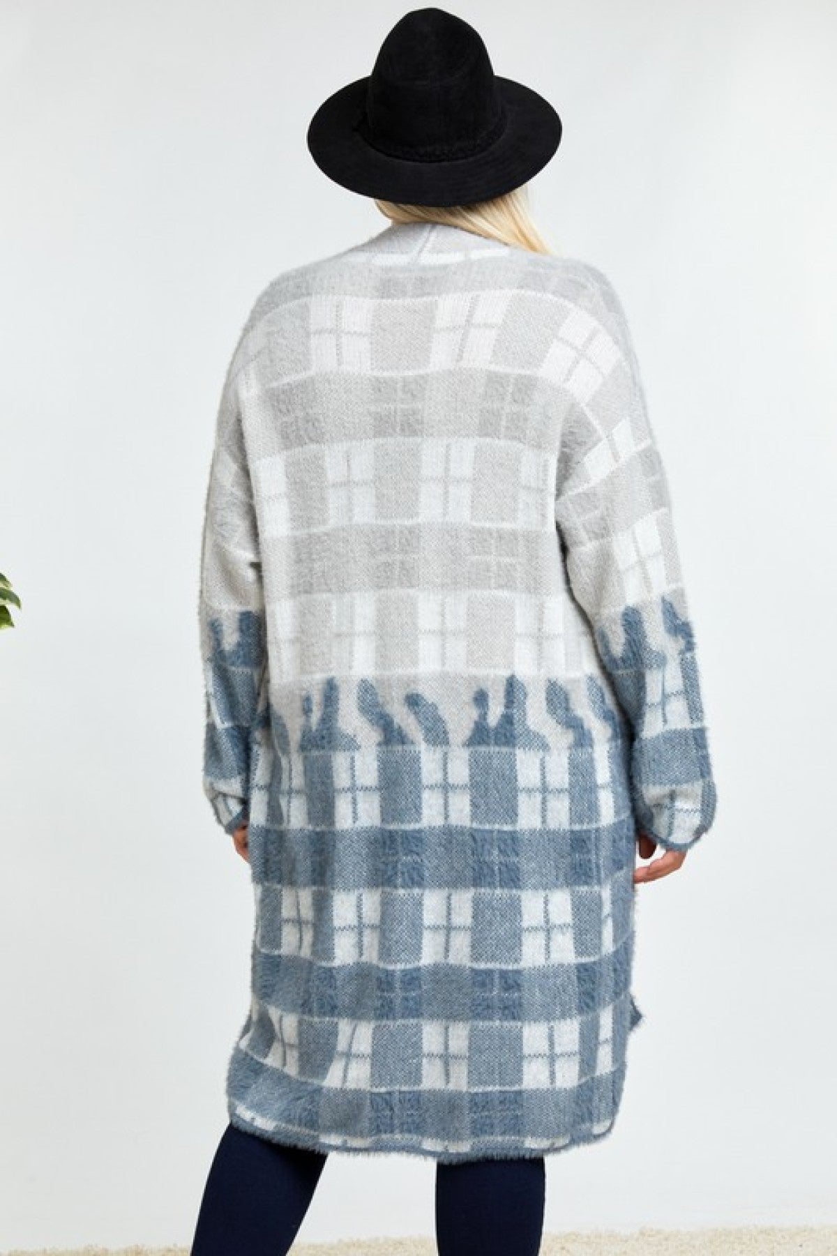 Color Block Plaid Pattern Long Cardigan