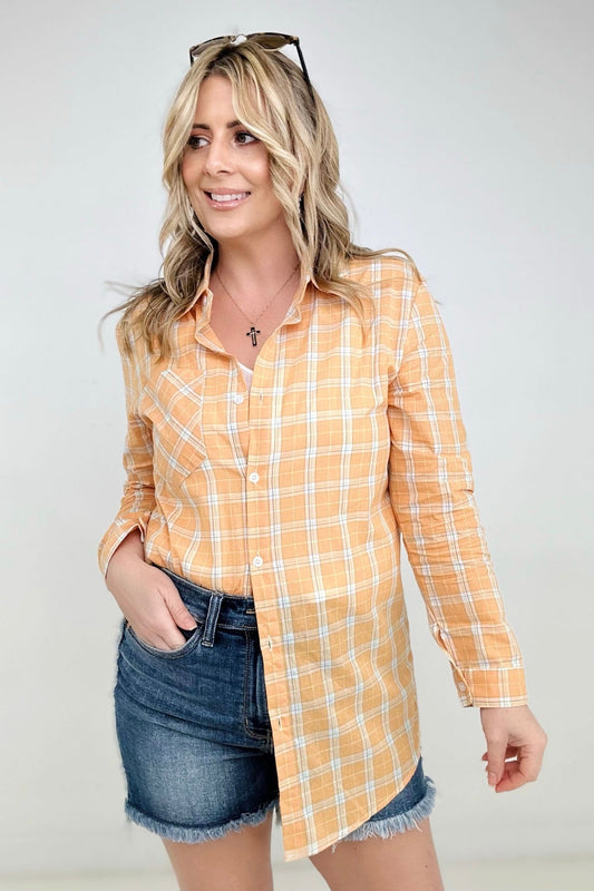 Spring Button Down Plaid Shirt