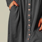Plus Size Button Front Long Sleeve Dress - (Gray, Pink, Black and Green)