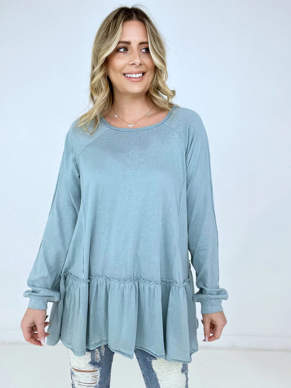 Solid Cotton Jersey Tunic Top