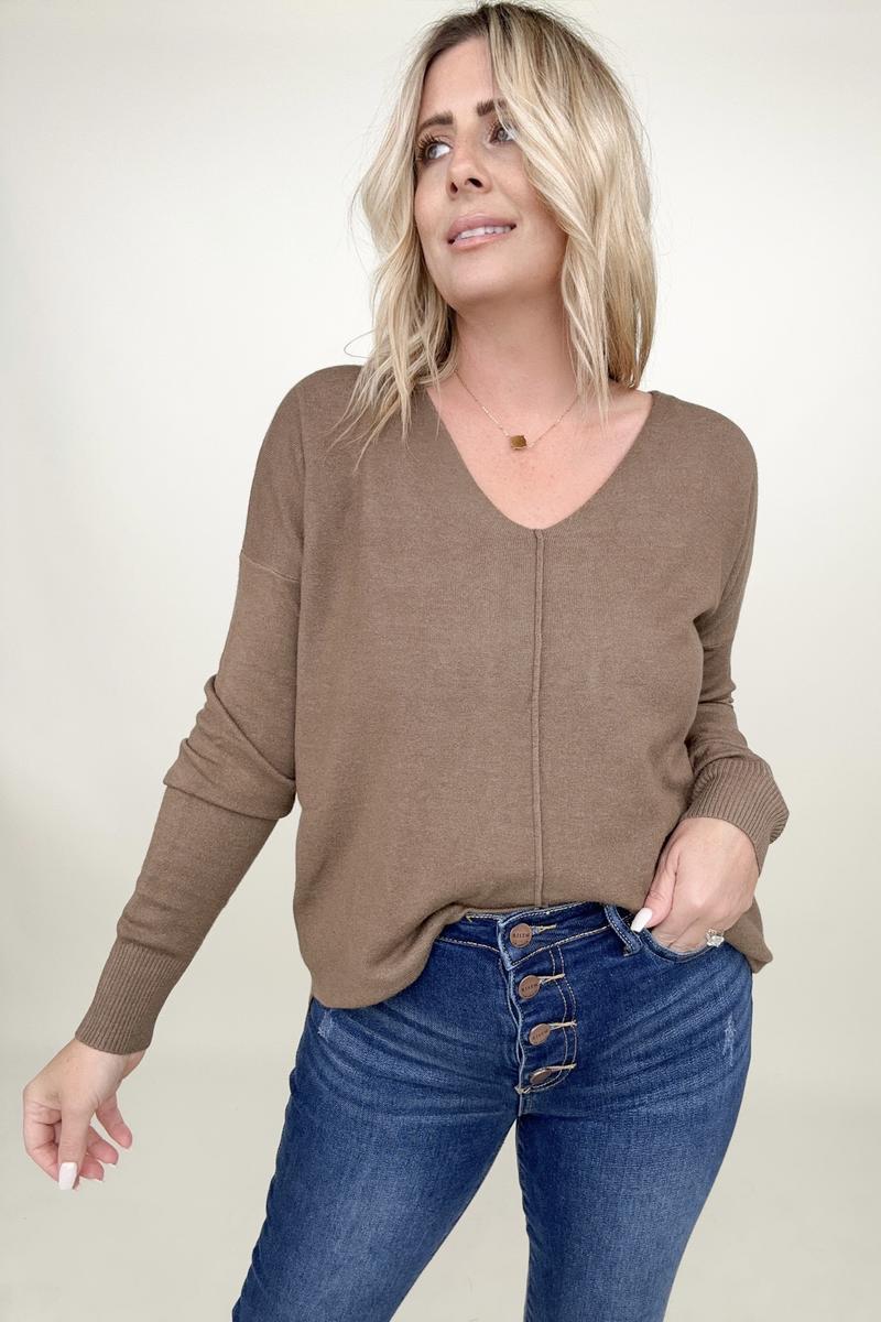 Front Seam Light Knit Sweater