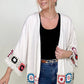 Linen Blend Patch Crochet Kimono