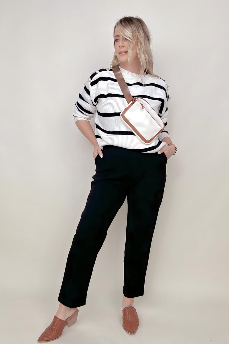 Cropped Pull on Dress Pants with Pockets