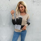 Round Neck Long Sleeve Colorblock Knit Sweater