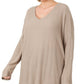 Zenana Plus Brushed Thermal Waffle V-Neck Sweater